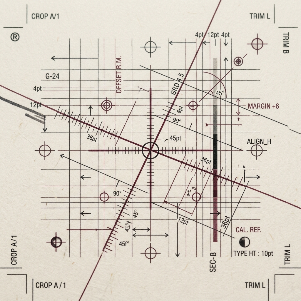 Technical print marks detail